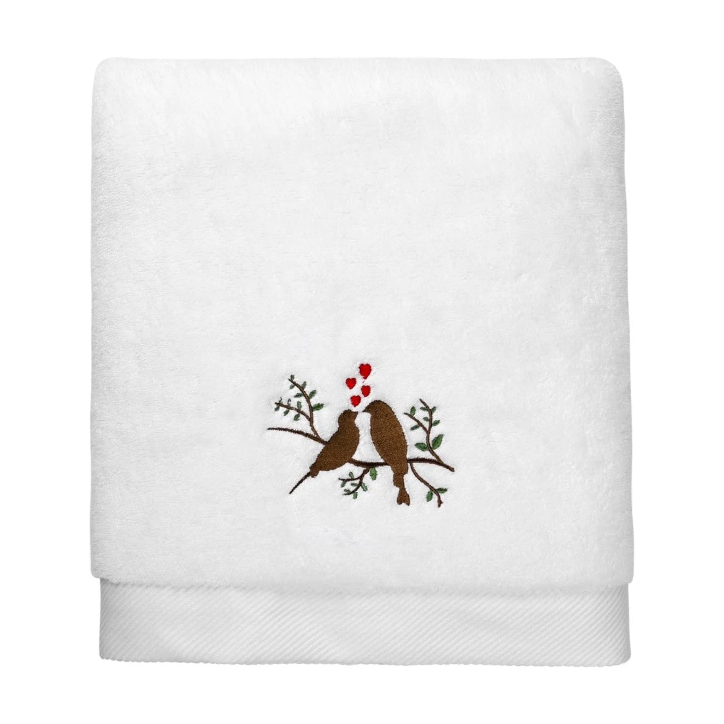 Serviette pour le visage brodée tourtereaux