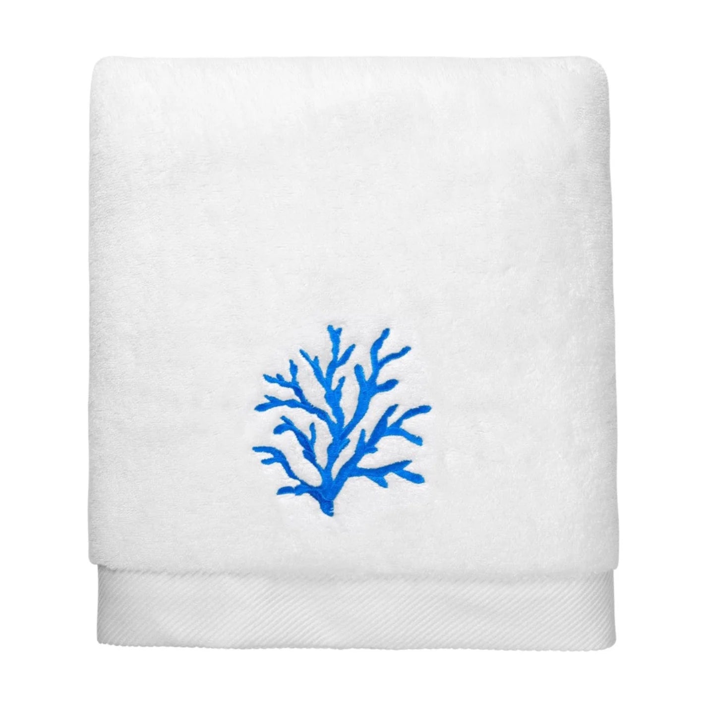 Serviette à main brodée de corail turquoise
