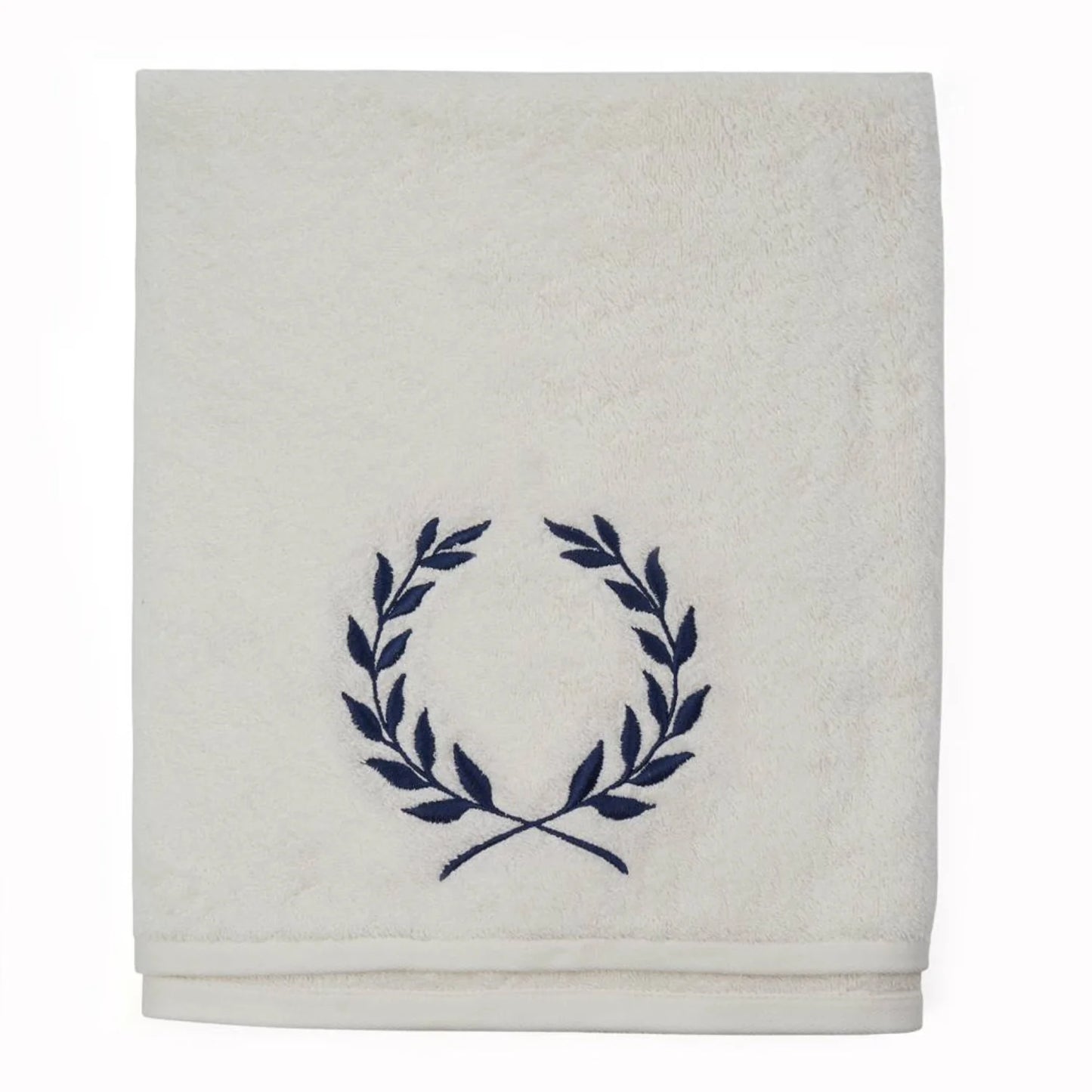 Serviette pour le visage brodée de pétales bleu marine