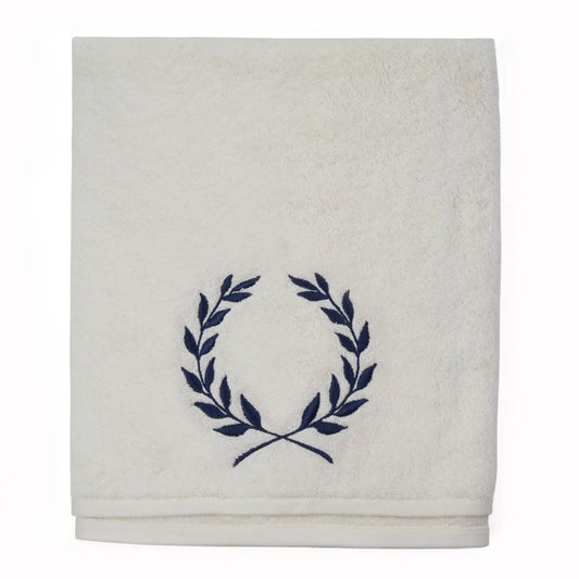 Serviette pour le visage brodée de pétales bleu marine
