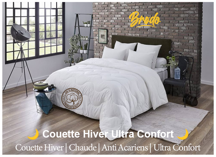 Nora Home Couette 280x260cm Beige Ultra Chaude 400gr/m² Réversible Anti-acariens - Lit 2 Personnes