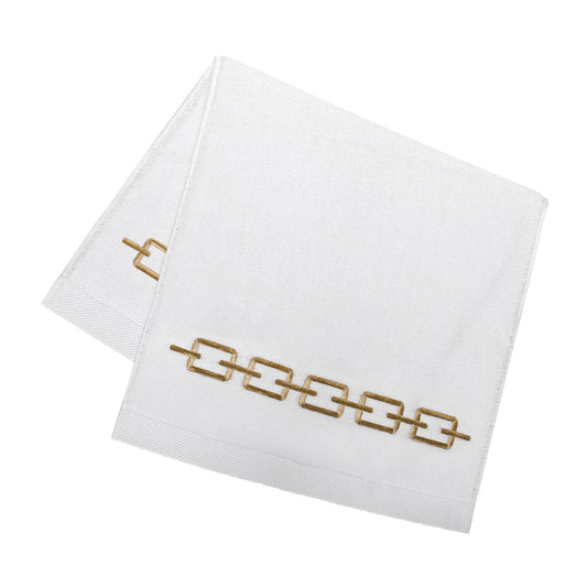 Serviette pour le visage brodée en chaîne doré
