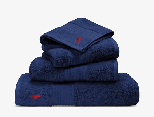 bleu Pack Serviettes Cavalière 100% Coton : 2 Serviettes 30x50 cm, 1 de 100x50 cm, et 1 de 150x100 cm