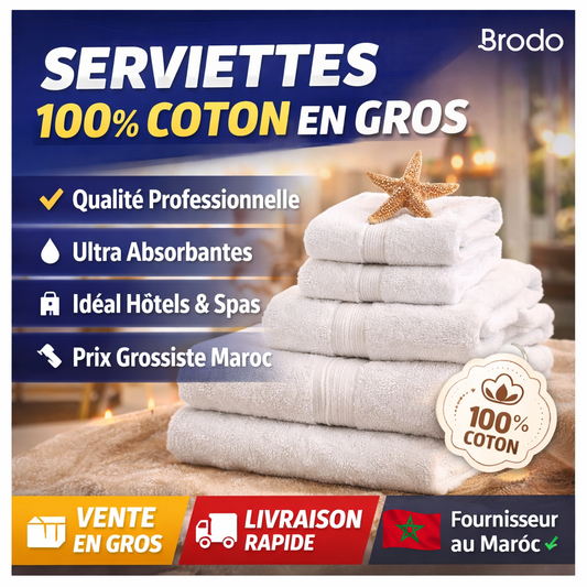 Serviettes 100% Coton – Qualité Professionnelle en Gros